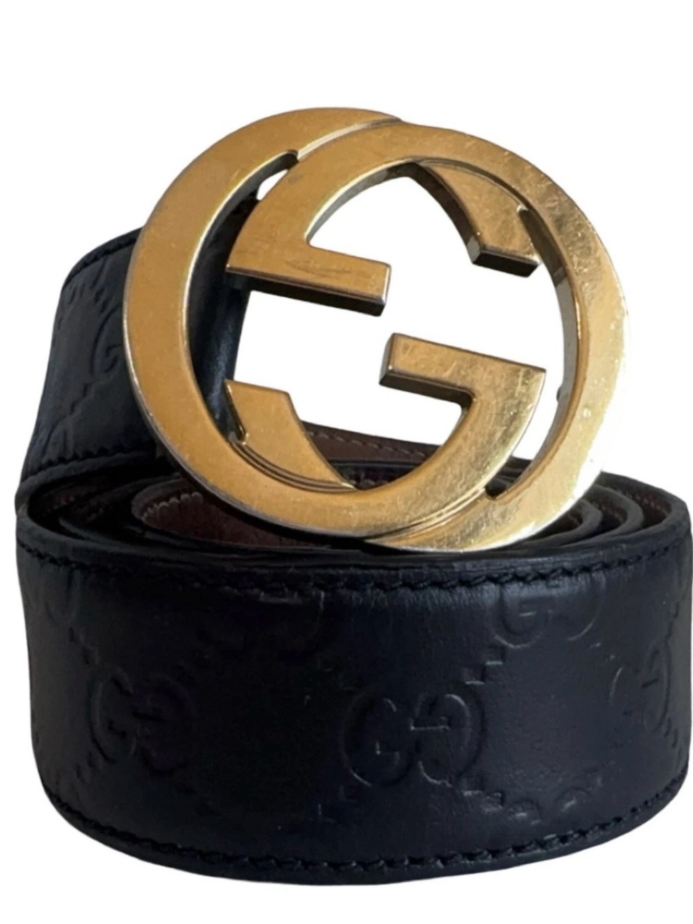 Gucci Guccissima Leather Belt featuring a silver interlocking G buckle - COA